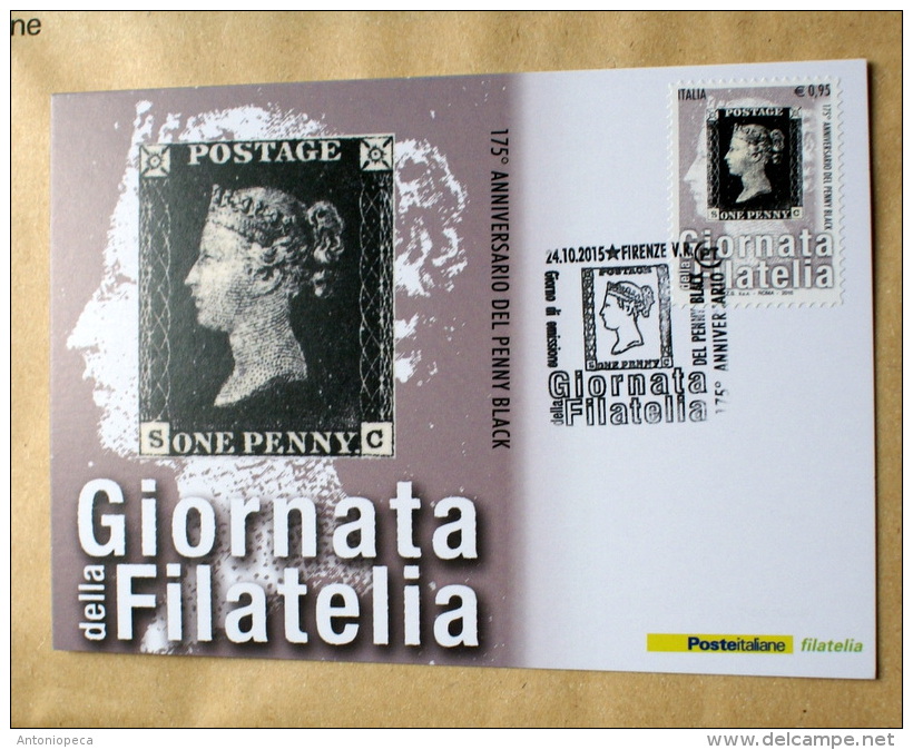 ITALIA 2015 - GIORNATA DEL FRANCOBOLLO "PENNY BLACK" OFFICIAL MAXICARD - Cartes-Maximum (CM)