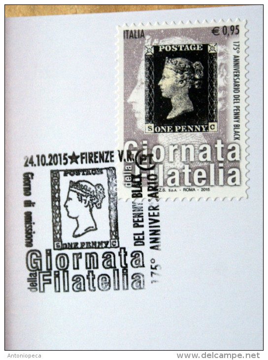 ITALIA 2015 - GIORNATA DEL FRANCOBOLLO "PENNY BLACK" OFFICIAL MAXICARD - Cartes-Maximum (CM)