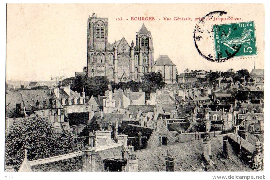 Cpa   Bourges   Vue Générale Prise De Jacques Coeur - Bourges