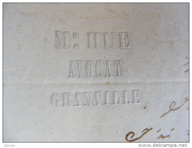 Lettre Avec Marque Postale - Granville 25 - écrite à Granville Par Hué Avocat Envoyée Vers Paimpol Le 5 Décembre 1852 M1 - 1849-1876: Période Classique