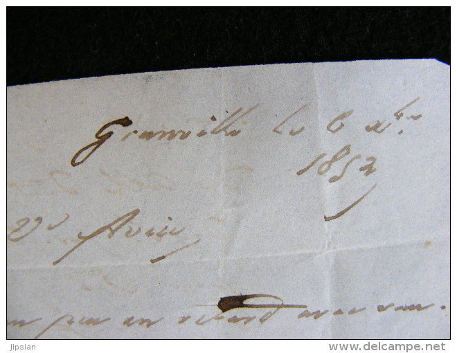 lettre avec Marque postale - Granville 25 - écrite à Granville par Hué Avocat envoyée vers Paimpol le 5 décembre 1852 M1