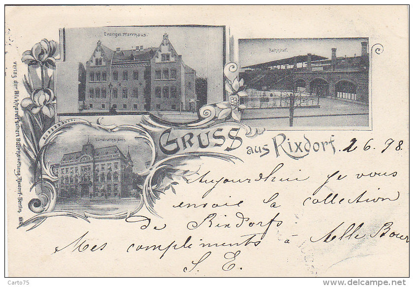 Allemagne - Berlin - Gruss Aus Rixdorf - Postmarked 1898  Gare Chemin De Fer - Précurseur Berlin Moulins Lès Metz - Rixdorf