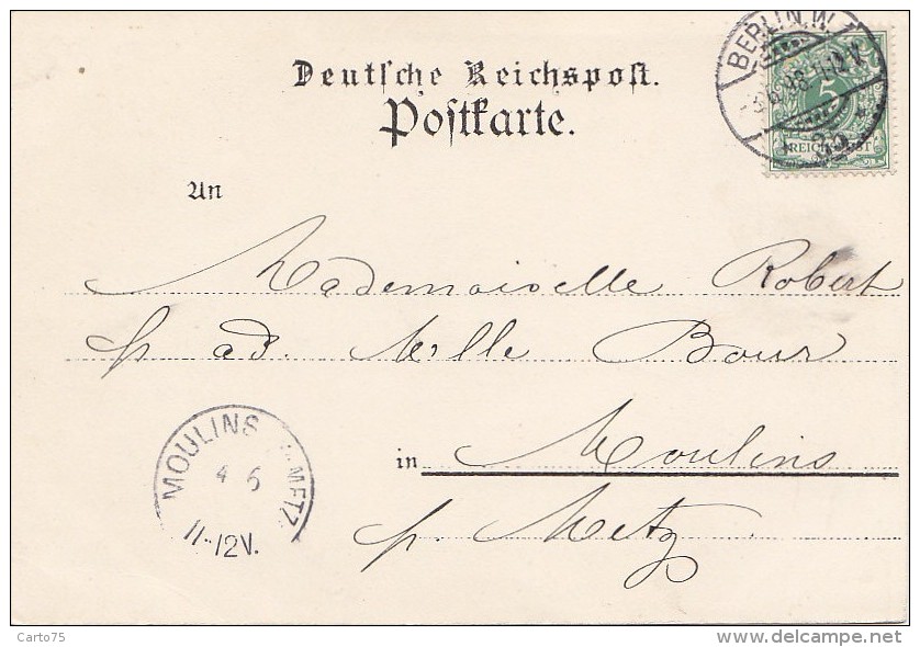 Allemagne - Berlin - Gruss Aus Rixdorf - Postmarked 1898  Gare Chemin De Fer - Précurseur Berlin Moulins Lès Metz - Rixdorf