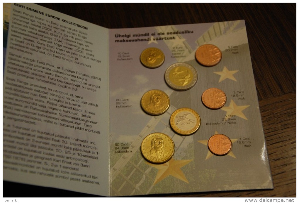 ESTONIA 2004 8 COIN EURO PROTOTYPE PATTERN COLLECTION - Estonia