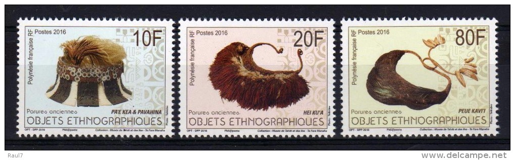 Polynésie 2016 - Parures Anciennes, Objets Ethnographiques - 3 Val Neuf // Mnh - Neufs