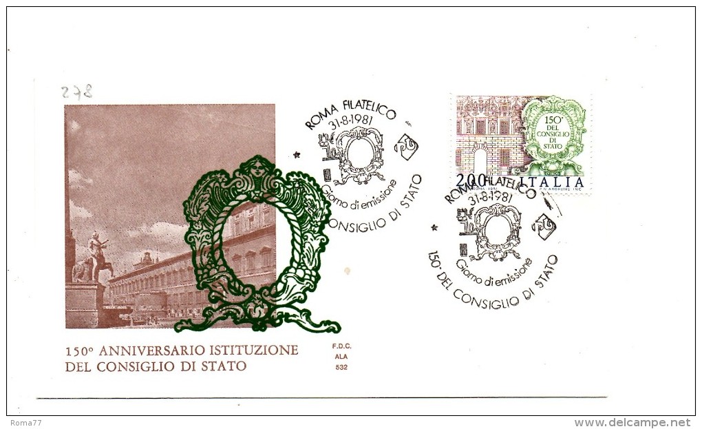 Fb278 - ITALIA FDC 1981 ( Club Ala ) :  CONSIGLIO STATO - FDC