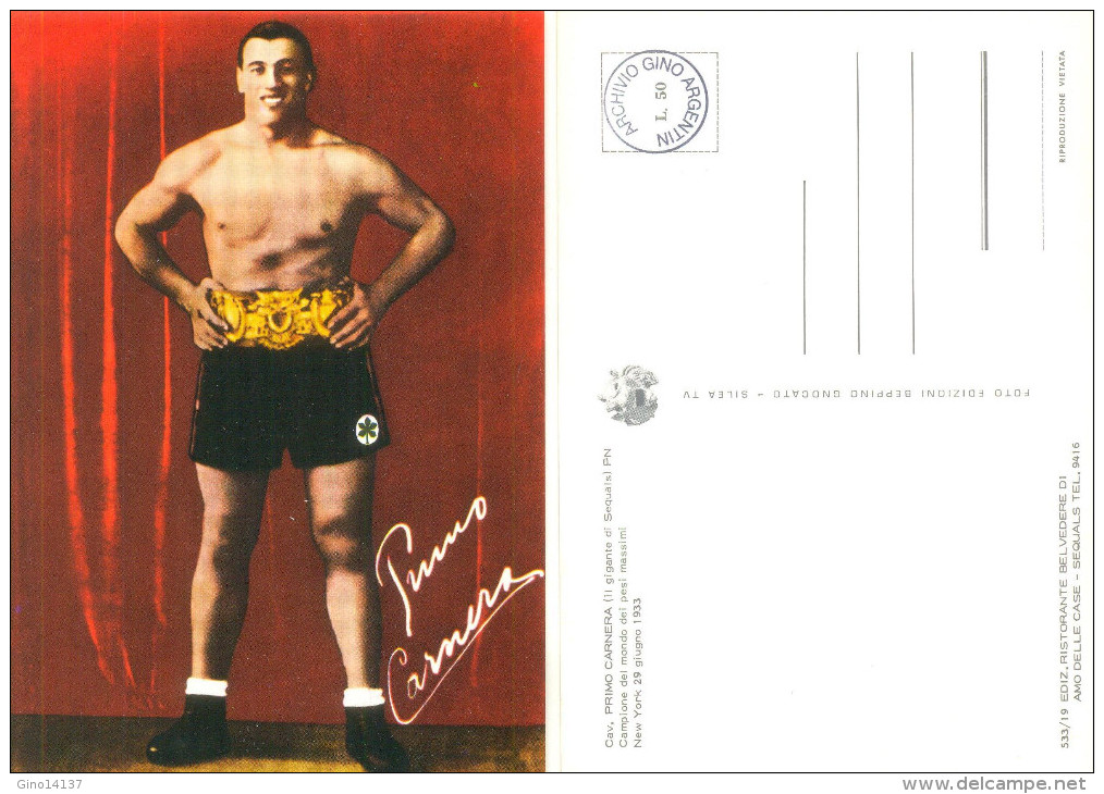 Cartolina Postale Nuova PRIMO CARNERA - IL GIGANTE DI SEQUALS - Pugilato - Personalidades Deportivas