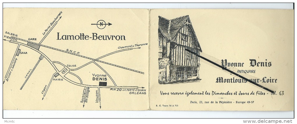 Dépliant Carte De Visite - Lamotte Beuvron Et Montlouis Sur Loire ( Indre Et Loire ) - Cartes De Visite