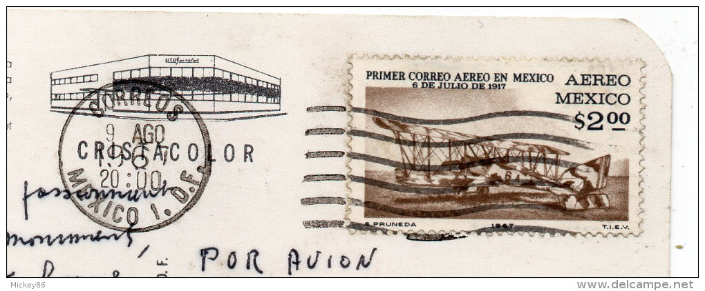 Mexique-MEXICO-1967-Bibliothèque Central De La Cité Universitaire-cpsm 14x 8.5--timbre Avion Au Verso - Mexique