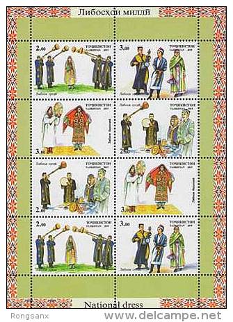 2015 TAJIKISTAN National Dress.Sheetlet Of 8 (2 X Bl. Of 4v) - Tadjikistan