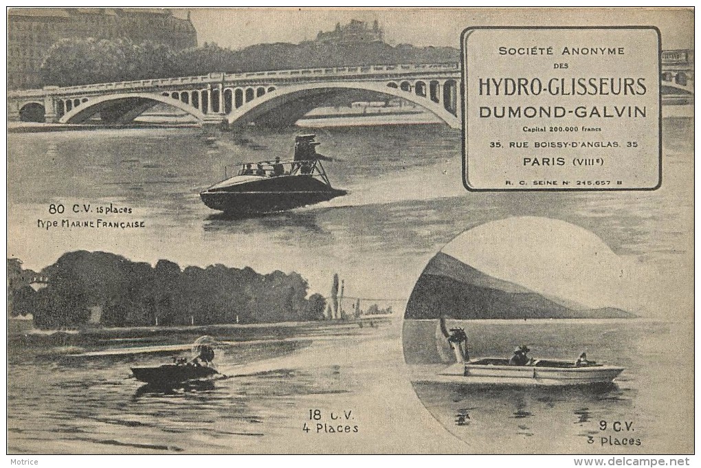 HYDRO GLISSEURS - Dumond Galvin, 35 Rue Boissy D'Anglas Paris. - Aéroglisseurs