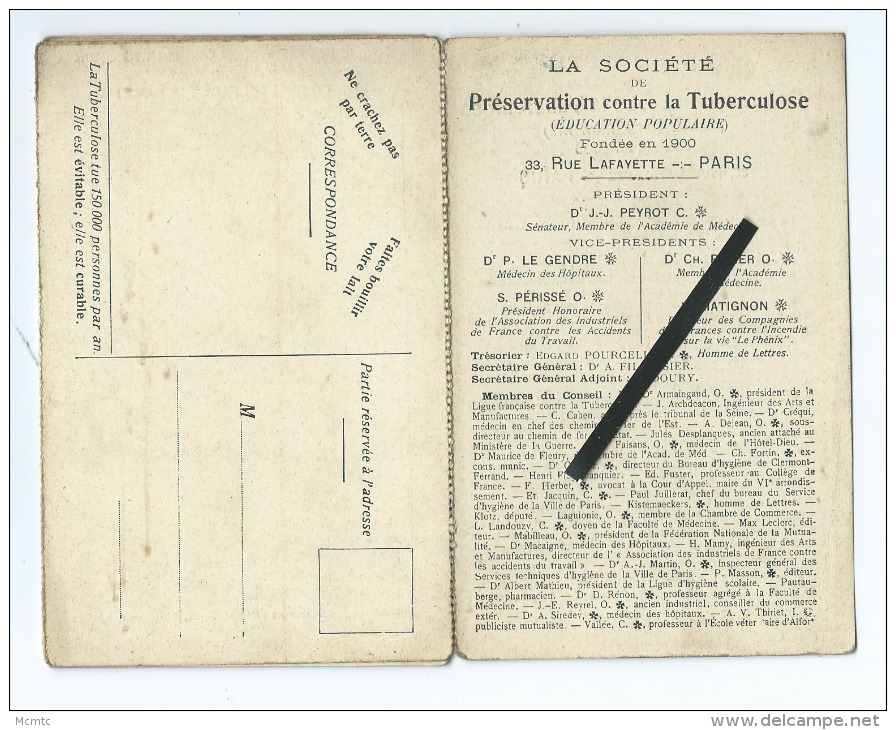 Dépliant Carte Très Souple : Société De Préservation Contre La Tuberculose 33 Rue Lafayette PARIS - Santé