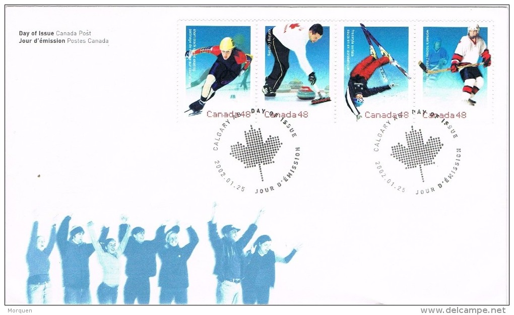 16917. Carta F.D.C. CALGARY (Canada) 2002. Sports Patinage, Ski, Hockey, Curling - 2001-2010