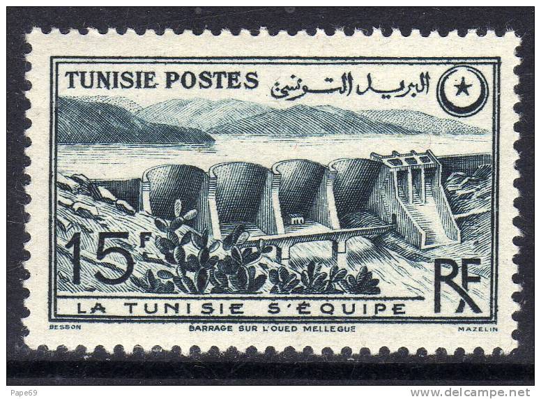 Tunisie N° 330 X  Barrage Sur L'Oued Trace De Charnière Sinon TB - Neufs