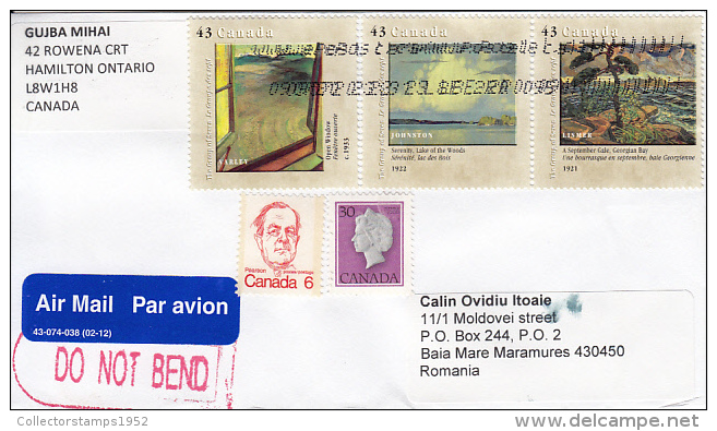 37542- PAINTINGS, PEARSON, QUEEN ELISABETH 2ND, STAMPS ON COVER, 2002, CANADA - Covers & Documents