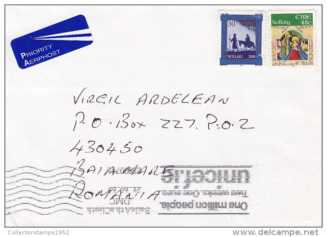 37559- CHRISTMAS, JESUS' BIRTH, STAMPS ON COVER, UNICEF SPECIAL POSTMARK, 2010, IRELAND - Covers & Documents