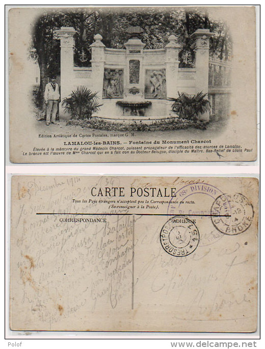 LAMALOU LES BAINS - Fontaine Du Monument Charcot Cachet Militaire + Cahet Trésor Et Postes 157   (84940) - Lamalou Les Bains