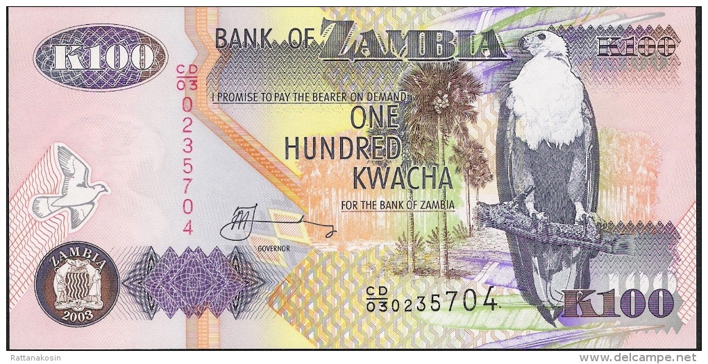 ZAMBIA   P38d2 100   KWACHA  2003 #CD/03 Printer :SABN   UNC. - Zambie