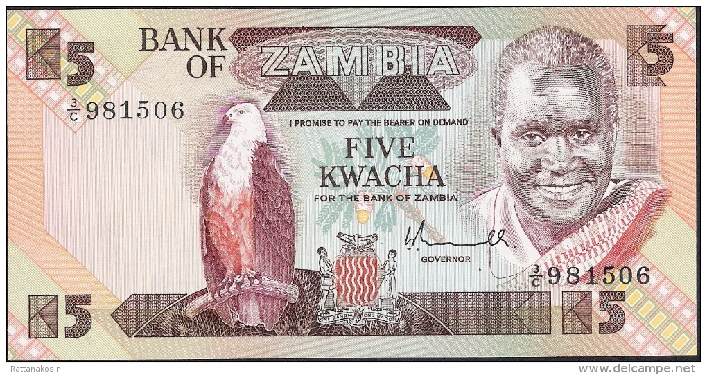 ZAMBIA   P25a  5   KWACHA   1980  Signature 5     UNC. - Zambie