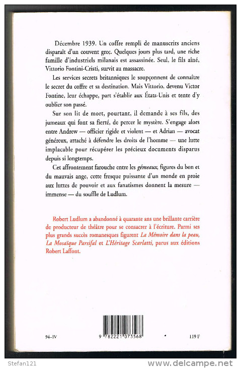Le Duel Des Gémeaux - Robert Ludlum - 1994 - 384 Pages 24 X 15,3 Cm - Robert Laffont