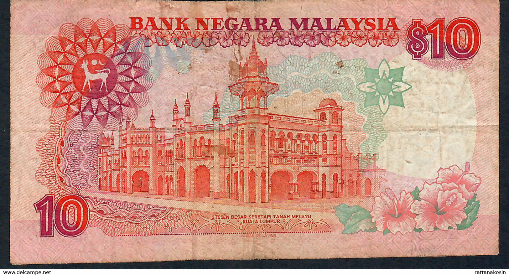 MALAYSIA  P29 10 RINGGIT 1989 #QM         F-VF  NO P.h. ! - Maleisië