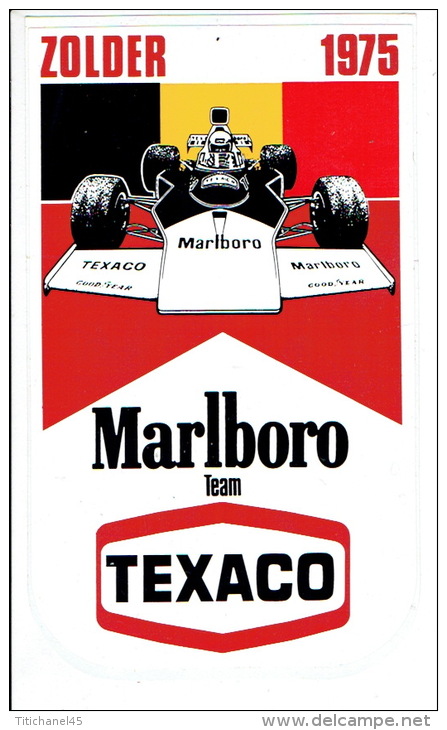 Sticker MARLBORO Team TEXACO - Formule I -  Grand Prix De ZOLDER 1975 - Automobile - F1