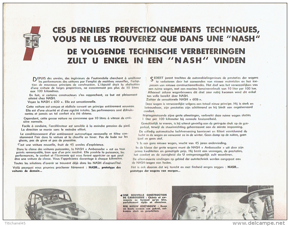 Brochure Dépliant Publicitaire De 1948 NASH Importateur AUTOMOBILES MIESSE BRUXELLES - Advertising