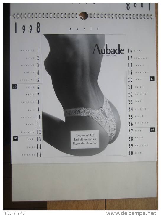 RARE (quasi Introuvable) & 1er CALENDRIER AUBADE 1998 - Photos érotiques - Lingerie - Grand Format : 1991-00