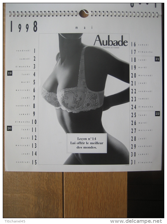 RARE (quasi introuvable) & 1er CALENDRIER AUBADE 1998 - Photos érotiques - lingerie