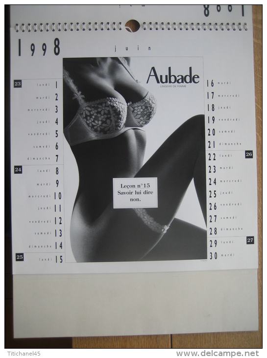 RARE (quasi introuvable) & 1er CALENDRIER AUBADE 1998 - Photos érotiques - lingerie