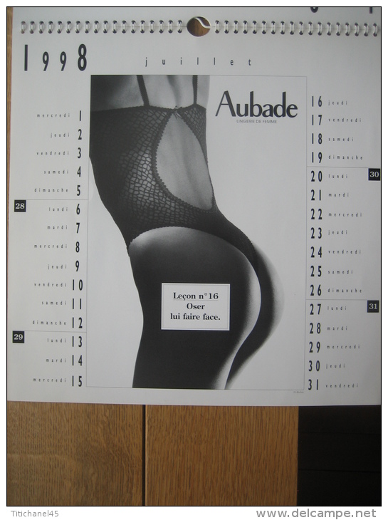 RARE (quasi introuvable) & 1er CALENDRIER AUBADE 1998 - Photos érotiques - lingerie