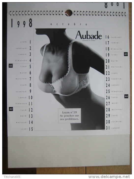 RARE (quasi introuvable) & 1er CALENDRIER AUBADE 1998 - Photos érotiques - lingerie