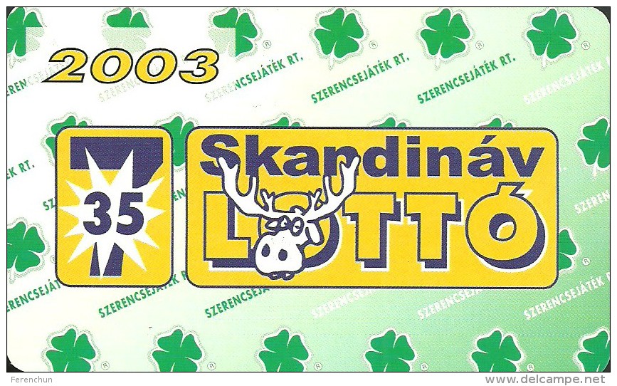 GAMBLING LOTTERY FOOTBALL POOL FOUR LEAF CLOVER SCANDINAVIAN DEER ROE ANIMAL CALENDAR * Szerencsejatek 2003 8 * Hungary - Tamaño Pequeño : 2001-...