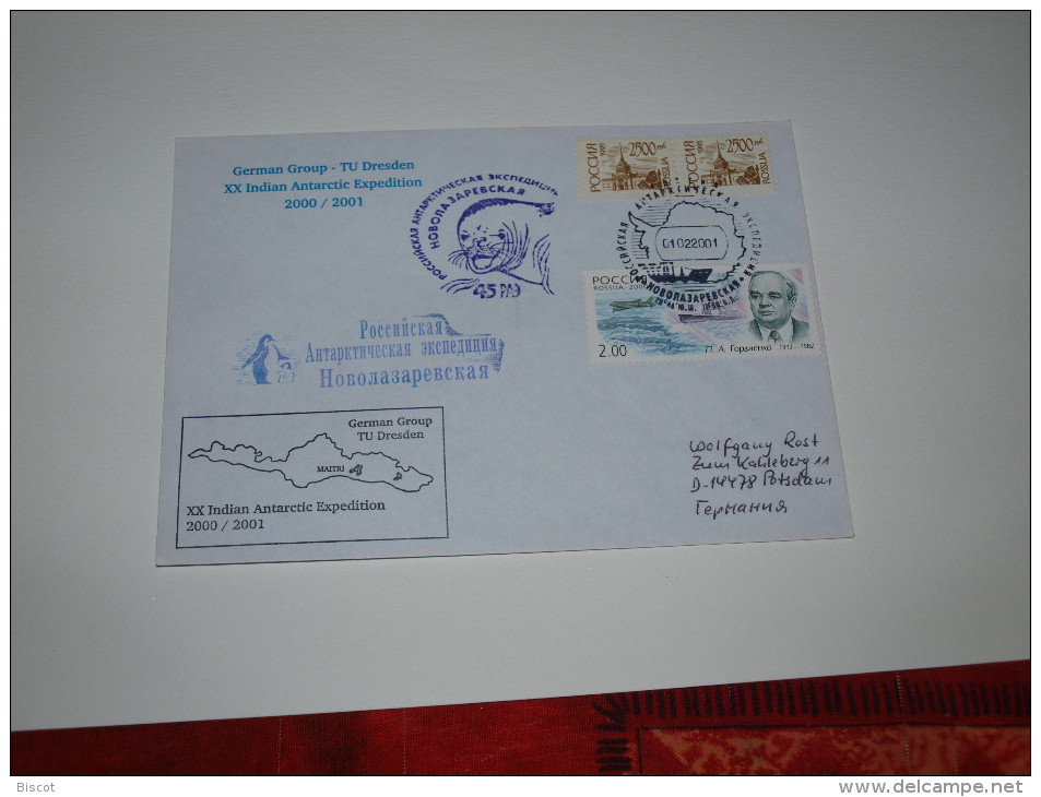 Russie Base Novolazerevkaya Expédition Allemande Et Indienne 01  02  2001 - Expéditions Antarctiques