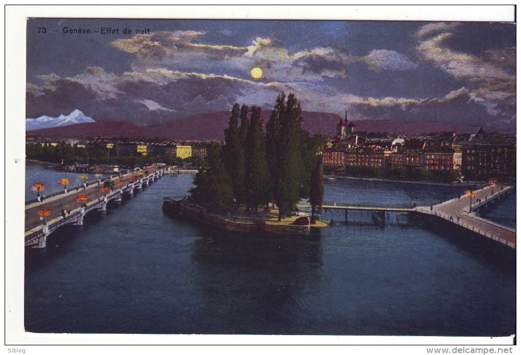 Cpa  Genève Effet De Nuit - Genève