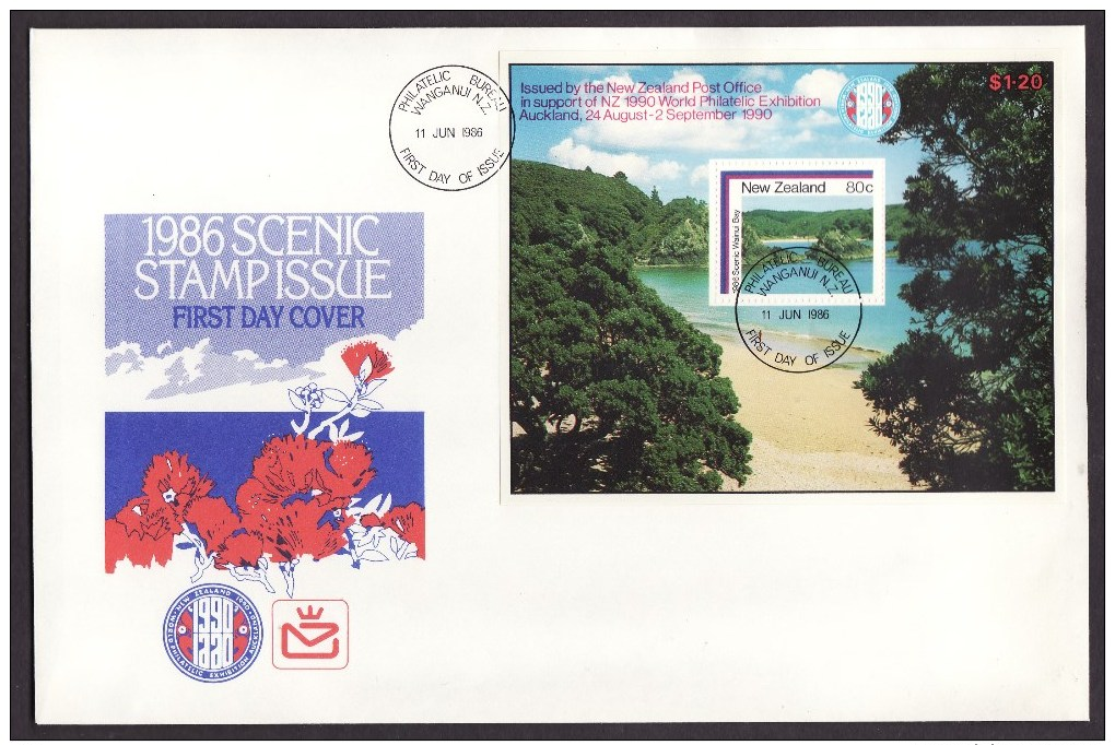 New Zealand #853a S/sheet F-VF Unaddressed Cacheted FDC - Scenery (1986) - FDC