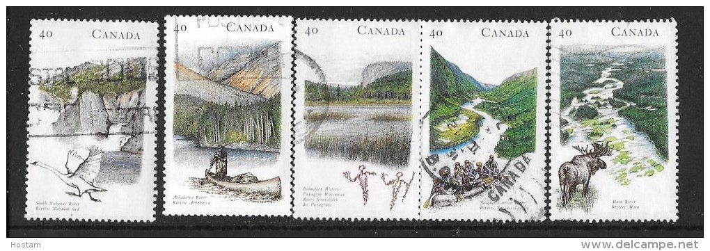 Canada. 1991, USED # 1321-5,  HERITAGE RIVERS   USED SET - Oblitérés