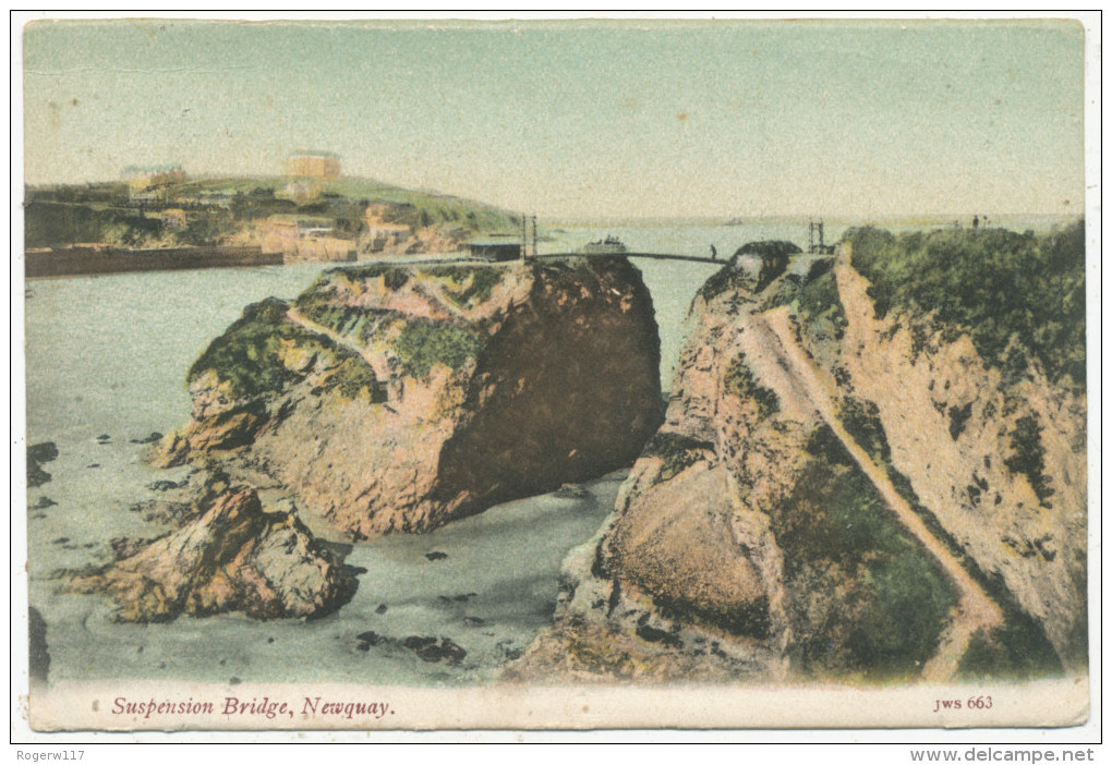 Suspension Bridge, Newquay, 1905 Postcard To Arthur Griffith, Hove - Newquay