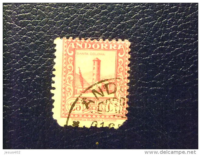 ANDORRA ESPAÑOLA  1935 -1943 Yvert N&ordm; 35 &ordm; FU Rose Carminé Dentelés 11 1/2 - Oblitérés