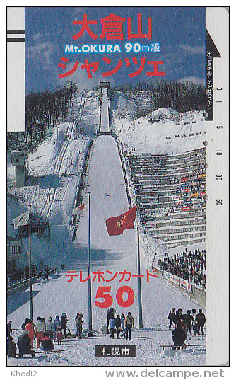 Télécarte Ancienne Japon / 110-1165 - SPORT De Montagne - SAUT A SKI - Japan Front Bar Phonecard / A - Balken TK - Sport