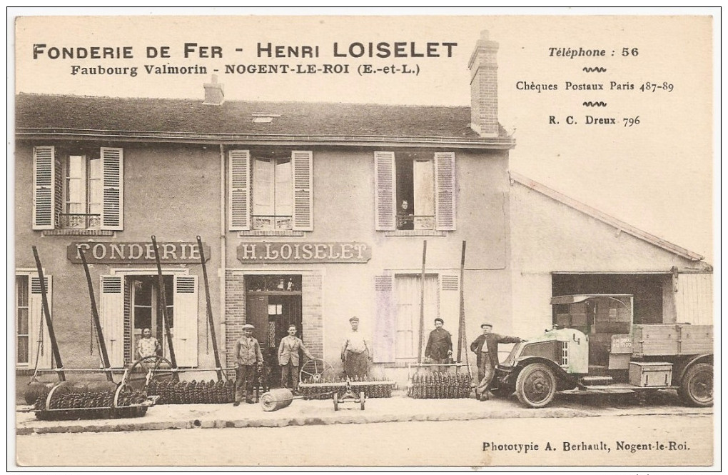 28 - NOGENT-le-ROI - Faubourg Valmorin - FONDERIE De FER - Henri LOISELET ++++ HERSES +++ RARE / TOP - Nogent Le Roi