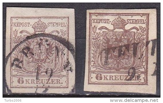 Osterreich /  Austria 1850 Wappenzeichnung 6 Kr. Braun Mi 4 Y 2 X - Gebruikt