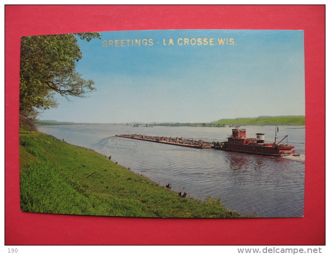 LA CROSSE.Wisconsin.A Barge On The Mighty Mississippi River - Rimorchiatori