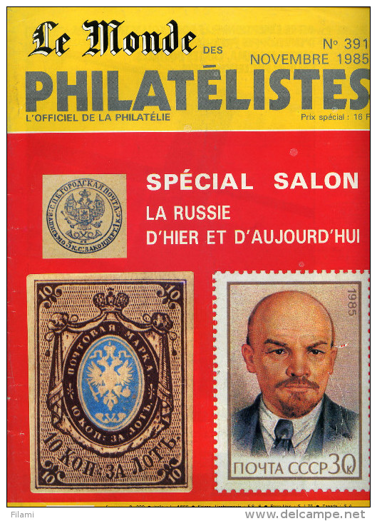 Le Monde Des Philatelistes N.391 11/1985,Empire Russe,URSS,Lénine,aero Accidenté 1927-8faux Sperati,rotary,CP Russe - Francés (desde 1941)