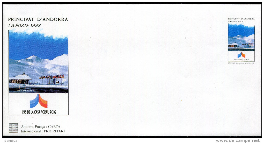 ANDORRE FRANCAIS - ENTIER POSTAL LETTRE " PAS DE LA CASA DE 1993 " NEUVE - SUP - Stamped Stationery & Prêts-à-poster