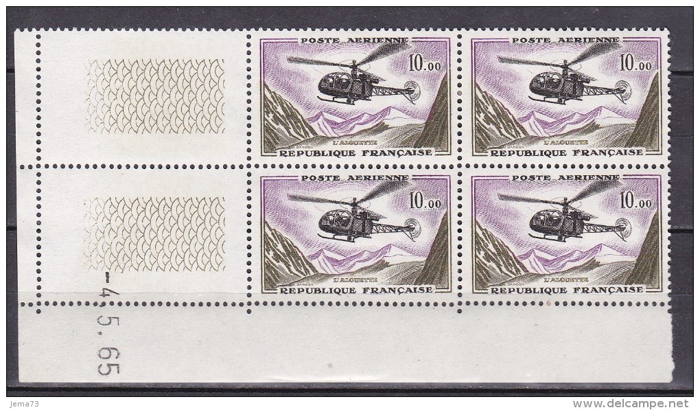 N° 41  P.A. L'Alouette Bloc De 4 Timbres En Coins Datés Du 4.5.65 Neuf - Airmail