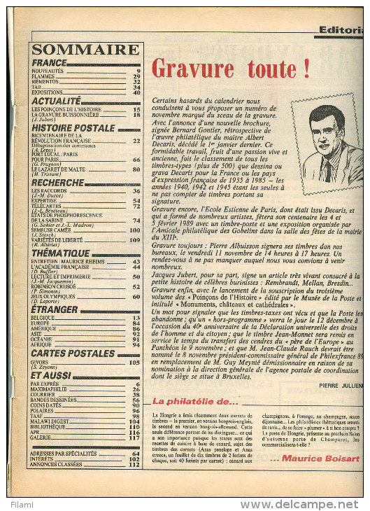 Le Monde Des Philatelistes N.424 11/88,Academie Française,débaptisation Commune,ile Rob Crusoé,olympiades,lettre Locale - Francés (desde 1941)