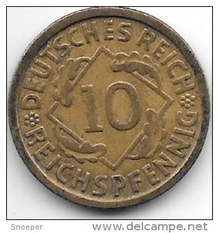 *weimar Rep 10   Pfenng 1929 D Km 40   Vf - 10 Rentenpfennig & 10 Reichspfennig