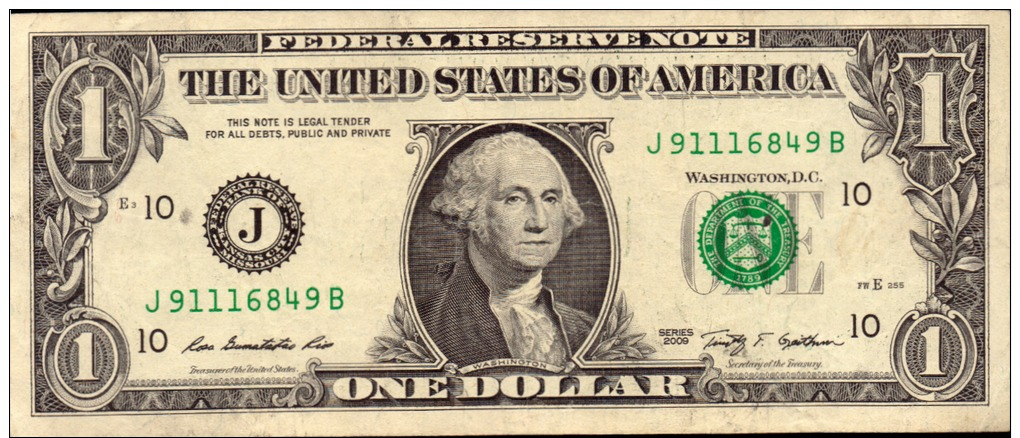 ETATS - UNIS  -  USA - 1 Dollar 2009 - J - Bank Of  KANSAS CITY - Federal Reserve Notes (1928-...)