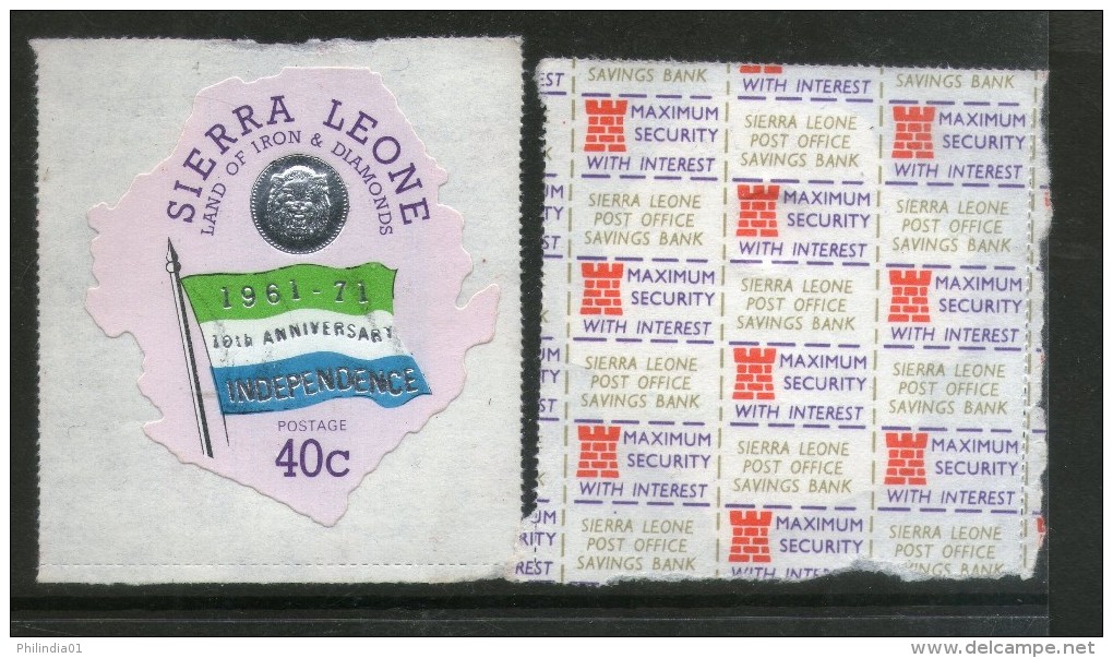 Sierra Leone 1971 40c Flag In Map Odd Shaped Self Adhesive Sc 420 MNH # 2395 - Sierra Leone (1961-...)